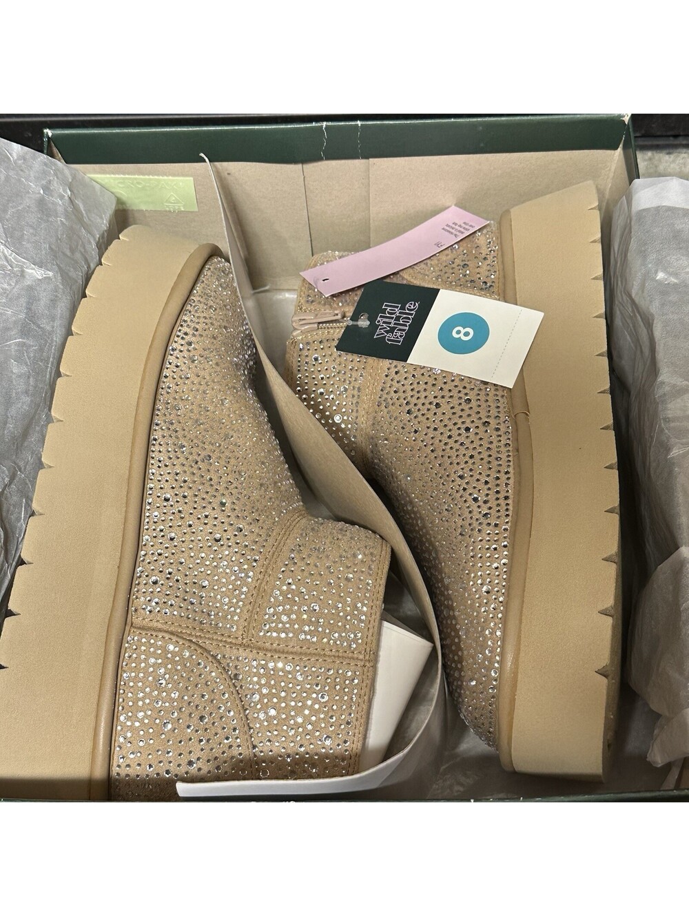 Wild Fable Womens Size 8 Beige Platform Booties Memory Foam Comfort Shoe New